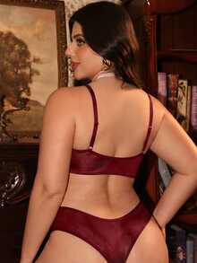 Divavoom 2pcs Lace Front Closure Wireless Plus Size Bra For Women - Burgundy - View 2