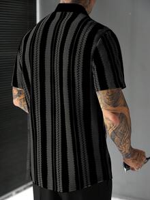 SLATEMANN Men's Casual Mesh Patchwork Street Mature Shirt - Multicolor - View 2