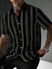 SLATEMANN Men's Casual Mesh Patchwork Street Mature Shirt - Multicolor - View 1