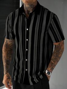 SLATEMANN Men's Casual Mesh Patchwork Street Mature Shirt - Multicolor - View 3