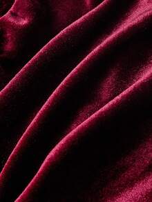 SHEIN MOD Women's 1pc Soft Velvet Solid Ruched Bow Detail Low Rise Flare Bell Bottom Pants, Burgundy Sweet Coquette Girly Trousers For Fall Christmas Party - Burgundy - View 8