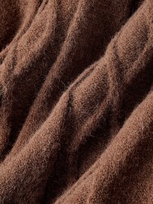 SHEIN MOD Fashion Plus Size Women's High Waist Cable Knit Coffee Color Autumn/Winter Versatile Skirt,Brown, Loose A-Line Hem,Cable-Knit Texture,Brown - Coffee Brown - View 5