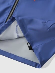 ROMWE MEN Men's Colorblock Patchwork Hooded Loose Fit Jacket - Blue - View 6