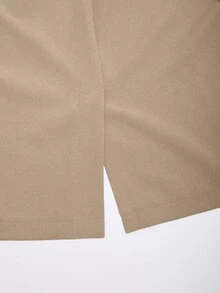 SHEIN x Carly Lawrence Flap Detail Roll Tab Sleeve Blazer Fall Cloth For Women - Khaki - View 5