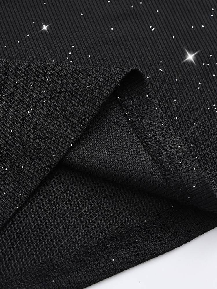 SHEIN 秋冬連身褲 節慶派對外出裝扮 夜生活畢業舞會迪斯可工作裝 時髦晚宴奢華女款連身褲 - 黑色 - 查看 6
