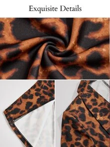 Brilight Women Leopard Print Slim Fit Two Pieces Outfit Tailored Blazer Capri Pants Suit Club Dinner Night Out Party Halloween Evening Brown Zebra Print Fall - Multicolor - View 4