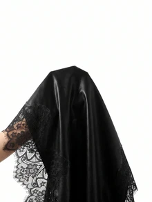 Chikora Plus Size French Lace Patchwork Elegant Sexy Skirt For Business Cocktail Halloween Night Evening Party Black Summer - Black - View 8