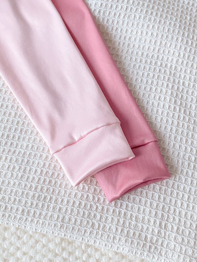 SHEIN Autumn/Winter Girls Toddler 4-Piece Set, Pink Cute Heart Print, Collar/Cuff/Hem Scalloped Edge, Soft Comfortable Tight High Elastic Thin Long Sleeve Long Pants Loungewear, Snug Fit - Pink - View 4