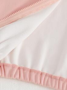 SHEIN Toddler Girl 2Pcs Cute Pink Fleece Hoodie & Pants Set, 3D Bow Ribbon Decor & Horse Print Zip Up Jacket Autumn/Winter Tracksuit - Dusty Pink - View 9