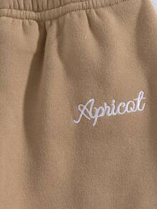 SHEIN 2pcs/Set Brown Letter Embroidery Pattern Stand Collar Fleece Lined Long Sleeve Sweatshirt Set For Baby Girls 0-3 Years, Suitable For School, Outings, Play, Shopping And More Occasions - Brown - View 6