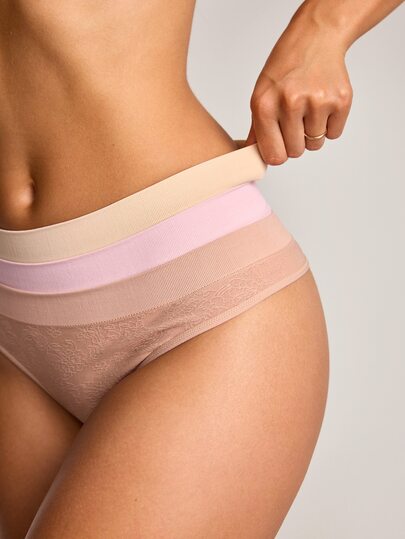 Barelissa Fashionable Textured Sexy Comfortable Seamless Thong Panties 3-Piece Set