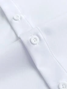 Manfinity Mode 男士休閒時尚短袖白色正裝襯衫，商務款，適合送給男朋友或丈夫的禮物，夏季正裝 - 白色 - 查看 6