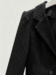 SHEIN Women's Autumn/Winter Blazer Jacket, Fashionable Versatile Cinched Waist Design, Cardigan Style, Suitable For Office Commute, Professional Women's Clothing - Black - View 5