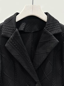 SHEIN Women's Autumn/Winter Blazer Jacket, Fashionable Versatile Cinched Waist Design, Cardigan Style, Suitable For Office Commute, Professional Women's Clothing - Black - View 3