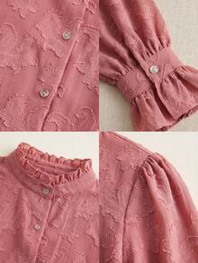 Écloséra Women's Elegant Vacation Button-Up Floral Blouse For Dating - Pink - View 5