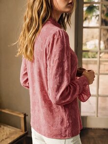 Écloséra Women's Elegant Vacation Button-Up Floral Blouse For Dating - Pink - View 2