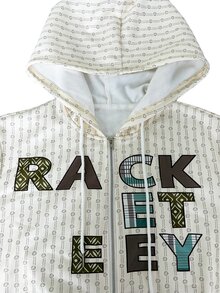 IslaSuriya Women's Letter Print Zip-Up Long Sleeve Hooded Sweatshirt - Multicolor - View 3