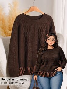 Elaquor Plus Size Sweaters Winter - Mocha Brown - View 4