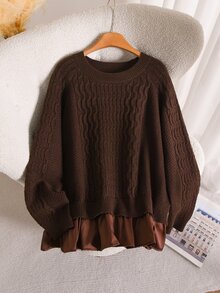 Elaquor Plus Size Sweaters Winter - Mocha Brown - View 2