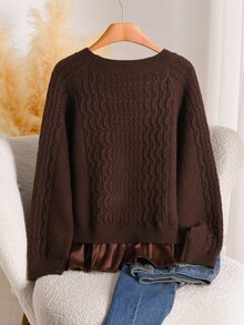 Elaquor Plus Size Sweaters Winter - Mocha Brown - View 3