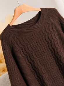 Elaquor Plus Size Sweaters Winter - Mocha Brown - View 6
