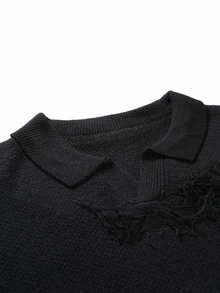 Claim Dot Men's Solid Color Casual Versatile Daily Wear Long Sleeve Sweater - Black - View 7
