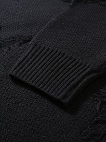 Claim Dot Men's Solid Color Casual Versatile Daily Wear Long Sleeve Sweater - Black - View 6