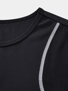 Dewbera Dewbera Women's Colorblock Slim Fit Short Sleeve Sports T-Shirt For Daily Wear - Black - View 6