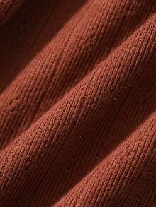DAZY Women's Solid Color Button Half-Placket Long Sleeve Loungewear Dress - Coffee Brown - View 7
