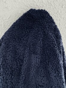SHEIN Clasi Plus Size Women Solid Color Casual Daily Wear Winter Hooded Padded Coat - Navy Blue - View 14