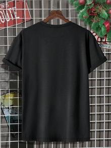 Manfinity Dauomo 2024 Family Christmas Casual T-Shirt For Men, Regular Fit, For Summer Weekend Wear - Black - View 2