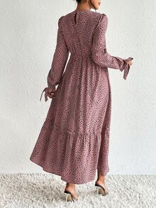 SHEIN Maternity All-Over Print Nursing Dress For Casual, Party And Travel - Dusty Pink - View 5