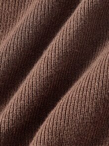 SHEIN MOD Sweater Wanita untuk Liburan dengan Motif Renda dan Patchwork, Tali Bahu Tipis, dan Bahu Terbuka. - Coffee Brown - View 4