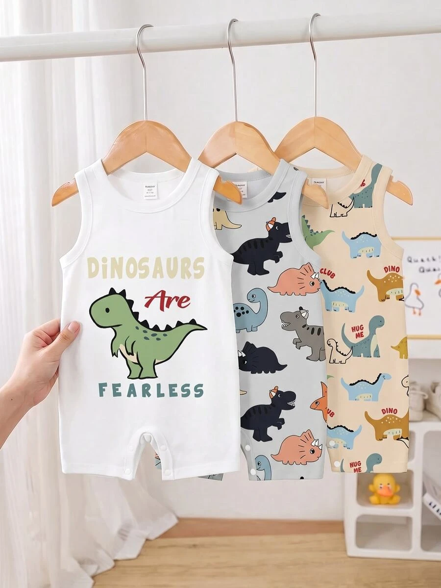 3 pièces Barboteuses pour bébés garçons - Multicolore - Voir 1