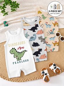 3 pièces Barboteuses pour bébés garçons - Multicolore - Voir 3