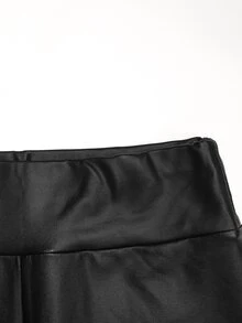 SHEIN Celana Legging Ketat Bahan PU Kasual untuk Remaja Perempuan, Cocok untuk Musim Gugur - Hitam - View 7