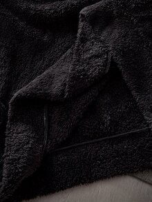 Mainfolk Men's Casual Fleece Patchwork Hooded Sweatshirt Halloween Winter Party Autumn  - Black - View 8