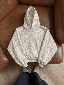 AKNOTIC Men's Grey Knit Letter Embroidered Loose Drop Shoulder Long Sleeve Fashion Hoodie, Suitable For Daily Wear - White - View 4