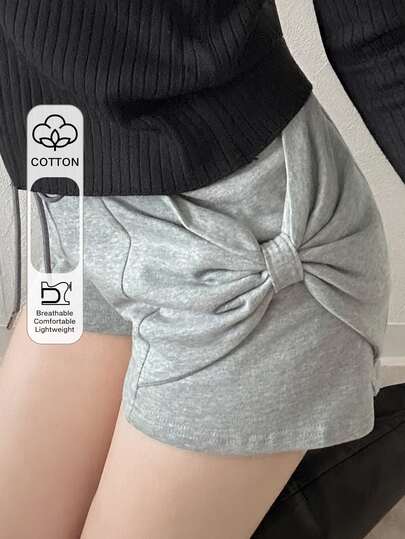 FRIFUL Women's Solid Color Casual Cute Versatile Daily Shorts Lounge Gray Summer Lounge Everyday Home