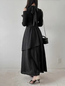 FRIFUL Women's Solid Color Casual Party Dress Fall - Grey - View 8