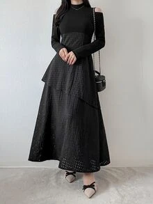 FRIFUL Women's Solid Color Casual Party Dress Fall - Grey - View 7