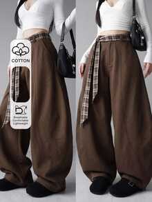 FRIFUL Women's Curved Pocket Wide Leg Loose Casual Long Pants Fall - Brown - View 1