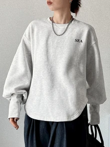 FRIFUL Women's Letter Print Casual Graphic Graphic Daily Travel Long Sleeve Sweatshirt School Teacher White Summer Autumn Everyday Travel Everyday Travel - Grey - View 2