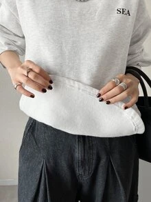 FRIFUL Women's Letter Print Casual Graphic Graphic Daily Travel Long Sleeve Sweatshirt School Teacher White Summer Autumn Everyday Travel Everyday Travel - Grey - View 5
