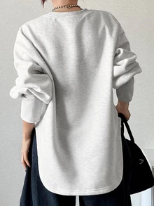 FRIFUL Women's Letter Print Casual Graphic Graphic Daily Travel Long Sleeve Sweatshirt School Teacher White Summer Autumn Everyday Travel Everyday Travel - Grey - View 3