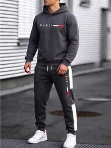Remaja Laki-Laki Nyaman dan Santai dengan Hoodie Lengan Panjang dan Celana - Dark Grey - View 3