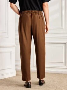 Officeau Men's Old Money Coffee Brown Straight-Leg Loose Suit Pants, For Business Formal/ Evening - Coffee Brown - View 4
