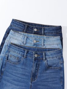 SHEIN Vacaura 3pcs Tween Boy Casual 3-Color Washed Blue Denim Jeans Autumn Fall - Multicolor - View 6