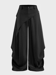 AXEPEAK Men's Deconstructed Design Wide Leg Loose Pants - Black - View 4