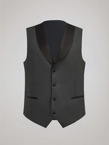 Officeau Men's 3pcs Dark Grey Colorblock Shawl Collar Luxury Suits, Blazer& Vest& Trousers, Tuxedos For Wedding/ Evening/ Prom/ Party - Dark Grey - View 10